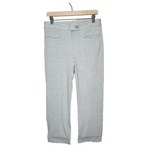 Betabrand Herringbone Straight Leg Yoga Dress Pants Capris Light Blue Size M